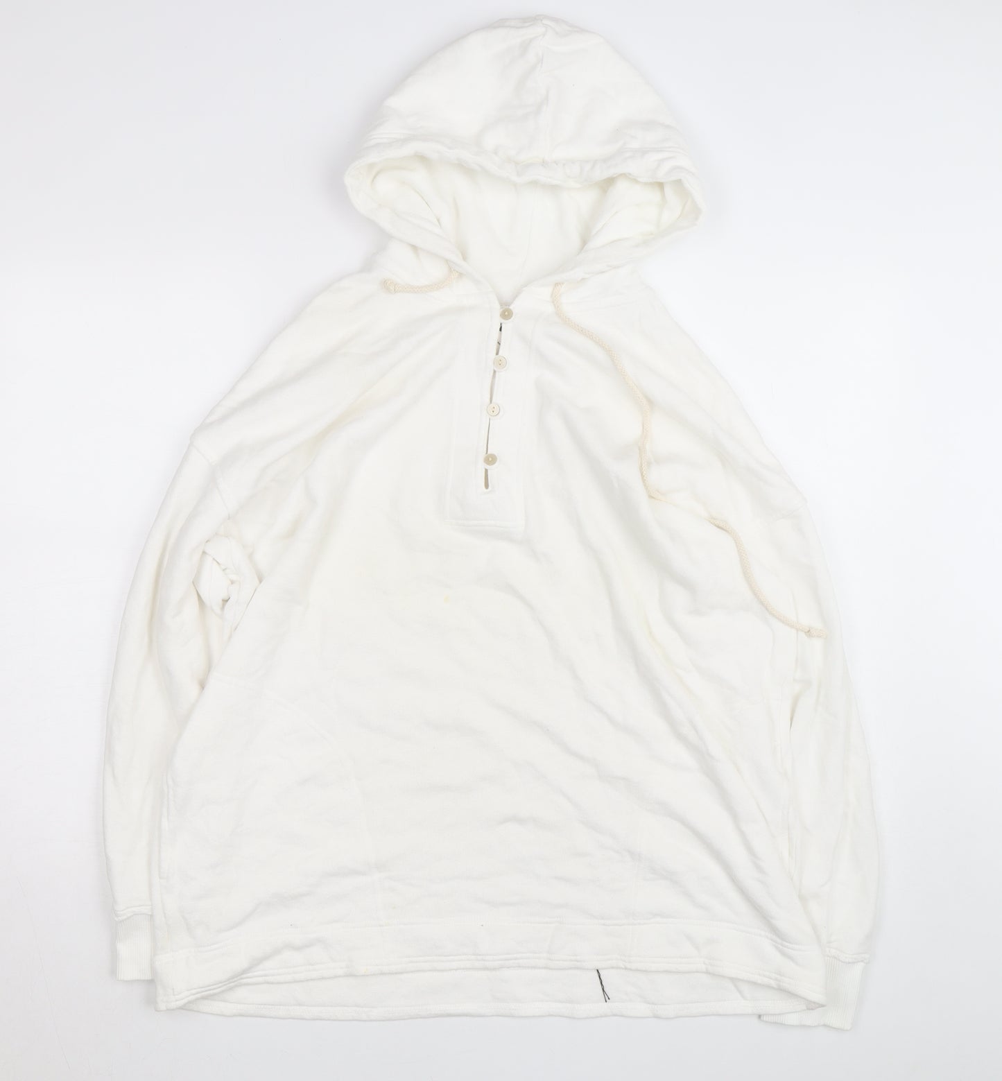 Aerie Women’s White Small Henley Hooded Cotton Jumper