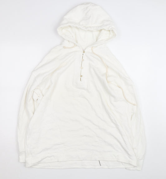 Aerie Women’s White Small Henley Hooded Cotton Jumper