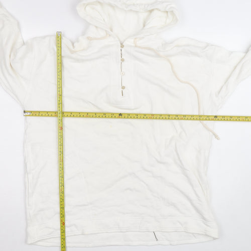 Aerie Women’s White Small Henley Hooded Cotton Jumper