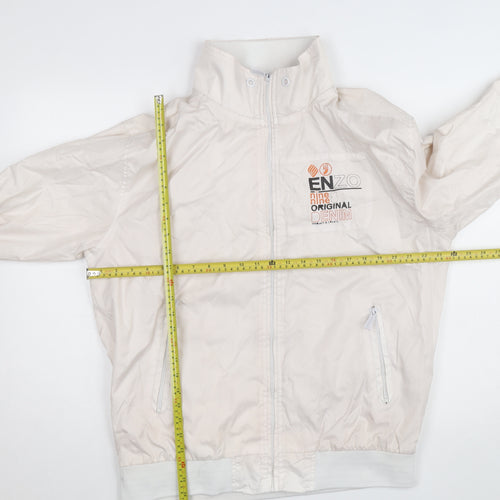 ENZO Women Ivory Bomber Jacket Size 6 Lightweight Zip Casual