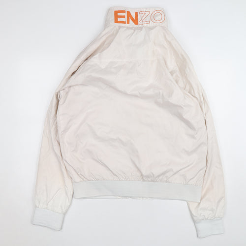 ENZO Women Ivory Bomber Jacket Size 6 Lightweight Zip Casual