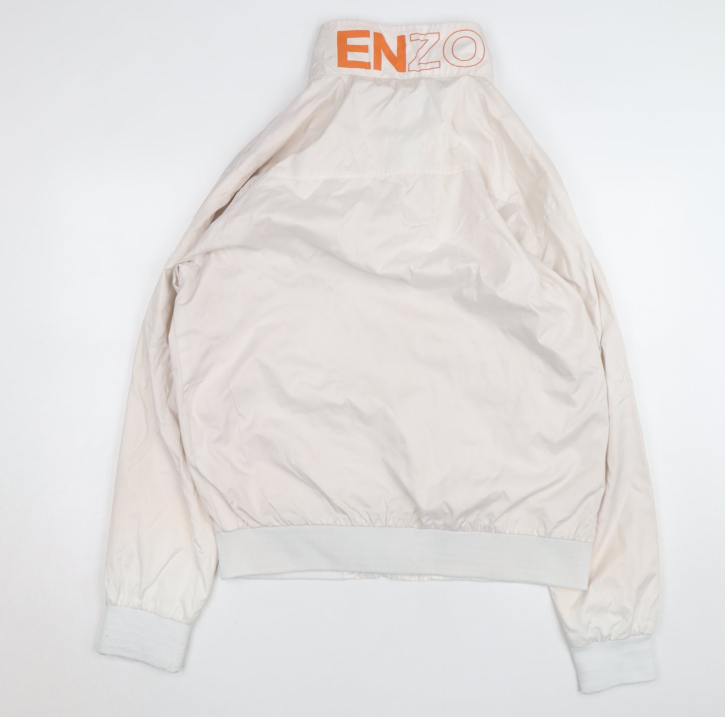 ENZO Women Ivory Bomber Jacket Size 6 Lightweight Zip Casual