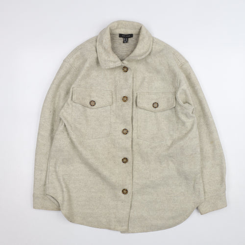 New Look Women Beige Mid-Length Button Jacket Size 12