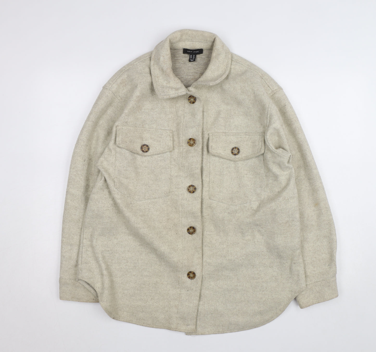 New Look Women Beige Mid-Length Button Jacket Size 12