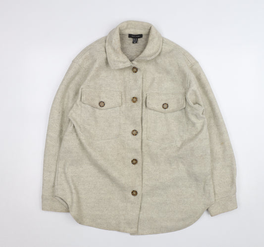 New Look Women Beige Mid-Length Button Jacket Size 12