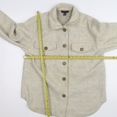 New Look Women Beige Mid-Length Button Jacket Size 12