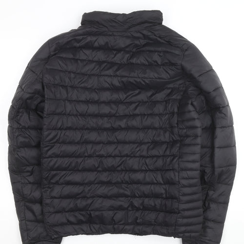 Pull&Bear Women's Black Puffer Jacket Size M Lightweight Quilted Winter Coat