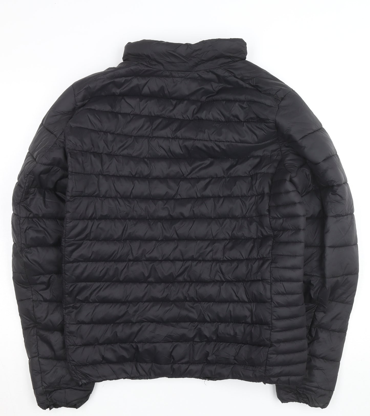 Pull&Bear Women's Black Puffer Jacket Size M Lightweight Quilted Winter Coat