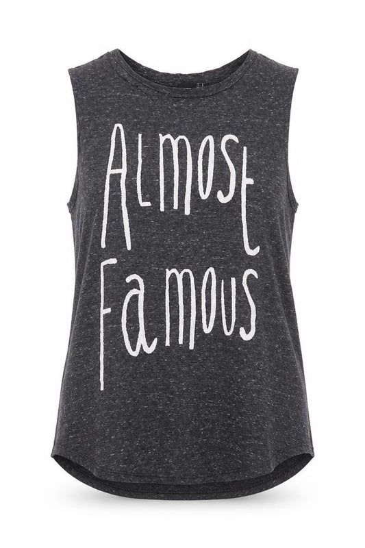 Front view of ASOS Women’s Grey Almost Famous Sleeveless Tank Top, size UK 14