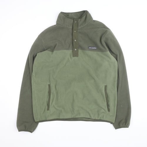 Columbia Mens Green Fleece 1/4 Snap Pullover Jacket Size M
