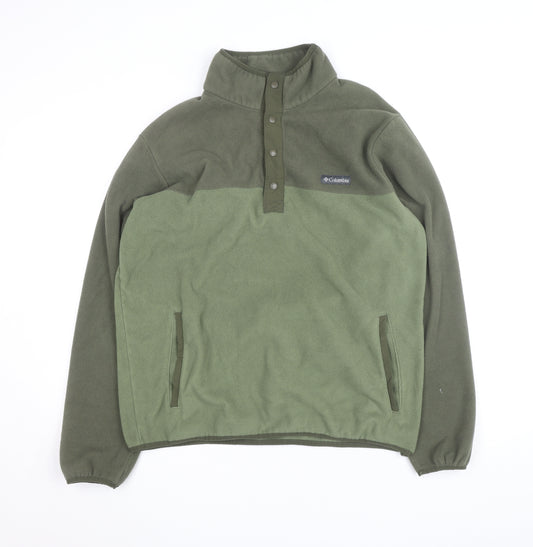 Columbia Mens Green Fleece 1/4 Snap Pullover Jacket Size M