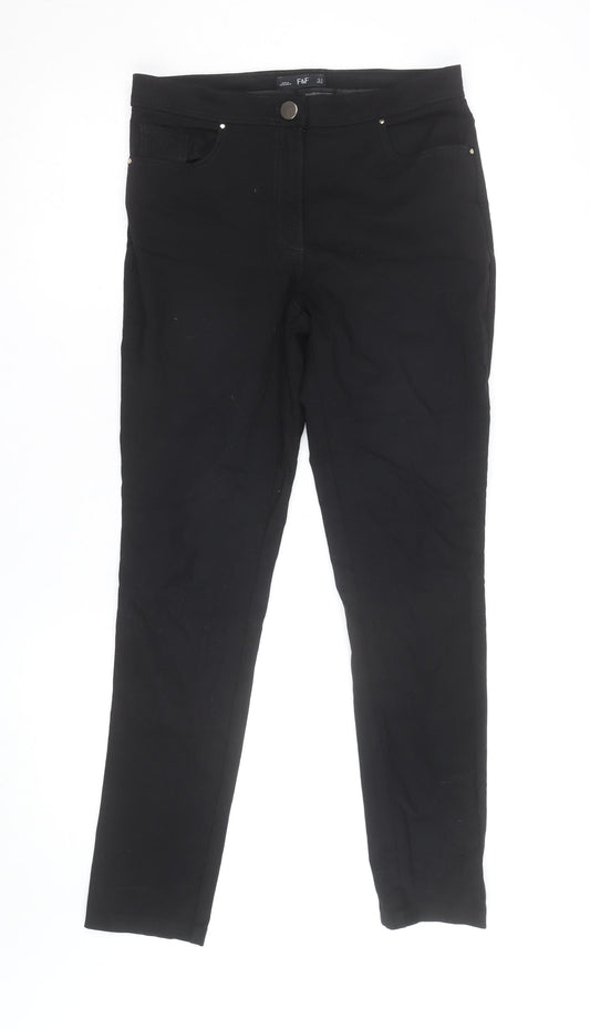 F&F Women's Black Cotton Blend Slim Fit Jegging Trousers UK 10