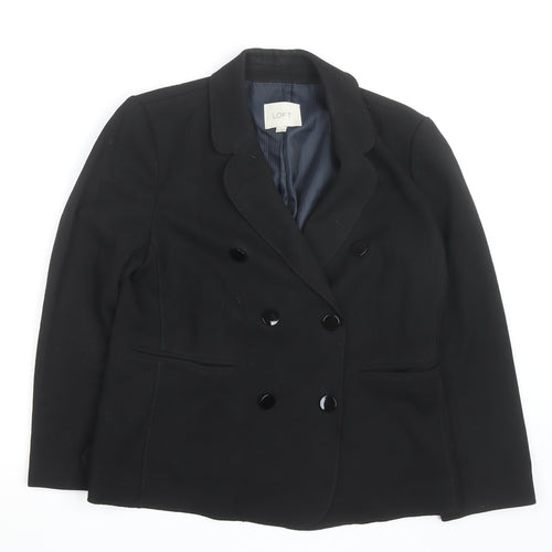 Loft Womens Black Blazer Jacket Size 10 Regular Fit Business Casual