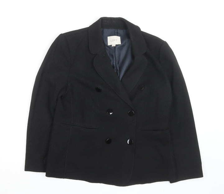 Loft Womens Black Blazer Jacket Size 10 Regular Fit Business Casual