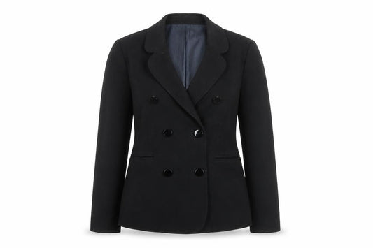 Front view of LOFT women’s black blazer jacket, size UK 10, regular fit business casual