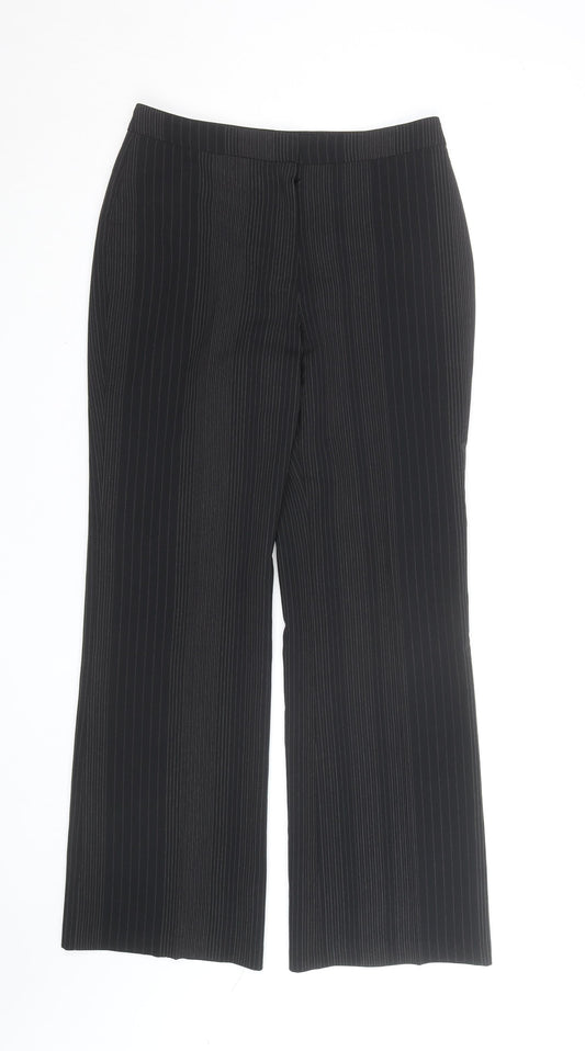 Marks and Spencer Womens Black Pinstripe Dress Pants UK 10 Straight Leg