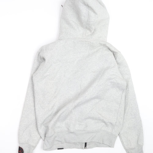 Super Drift Men Grey M Full Zip Hoodie with Logo Pockets