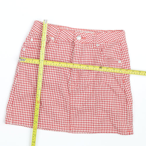 Topshop Women's Red Check Cotton Mini Skirt Size 10