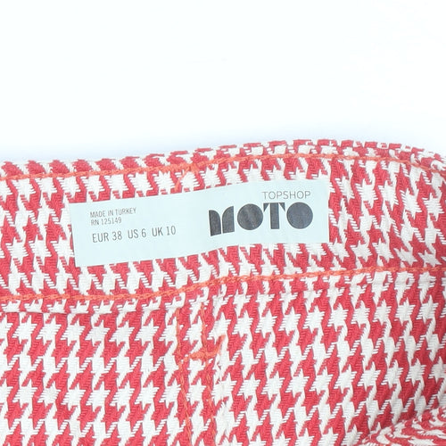 Topshop Women's Red Check Cotton Mini Skirt Size 10