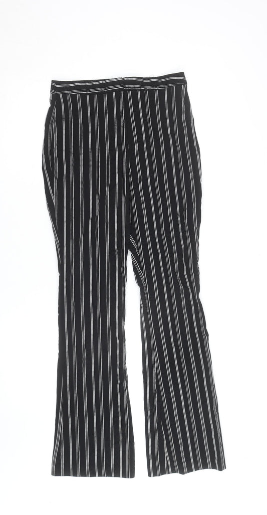 ASOS DESIGN Women’s Black Striped Straight Leg Trousers Size 10