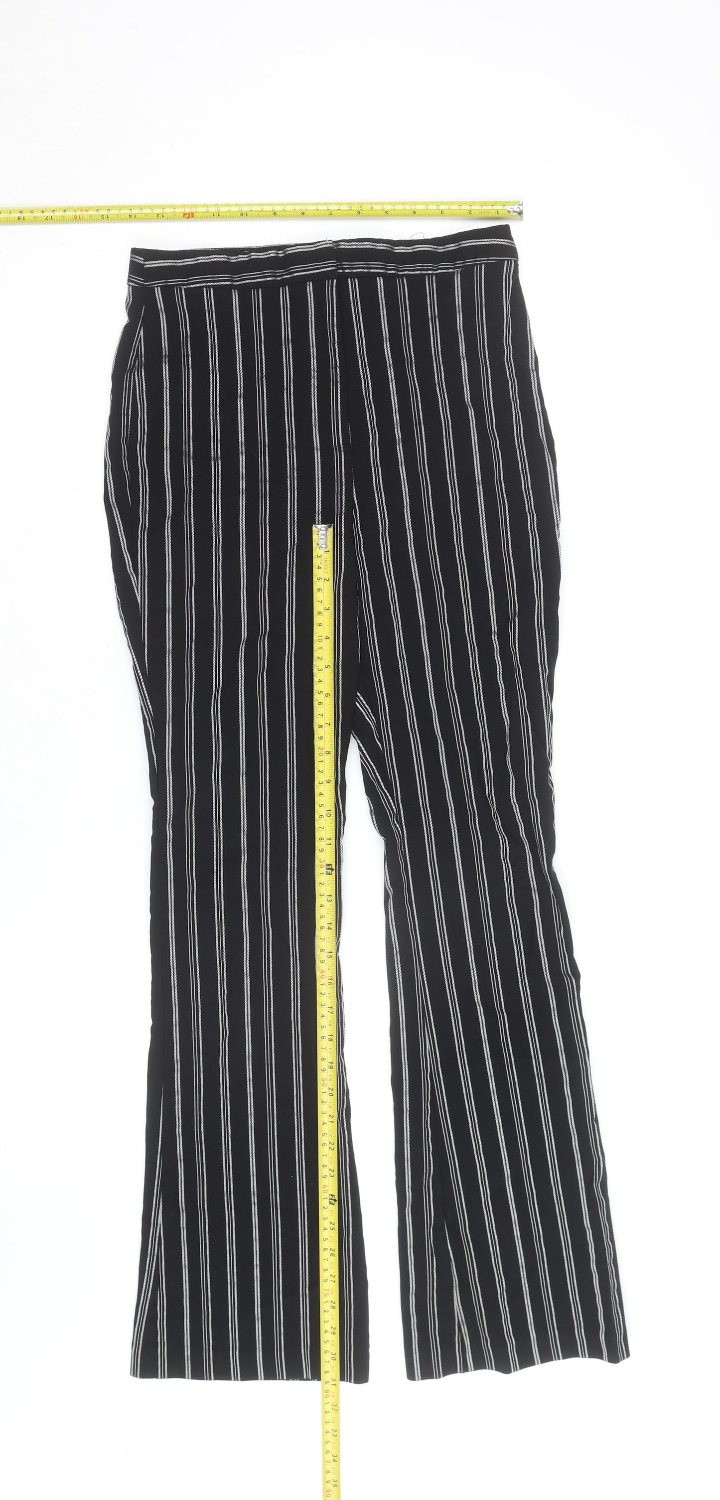 ASOS DESIGN Women’s Black Striped Straight Leg Trousers Size 10