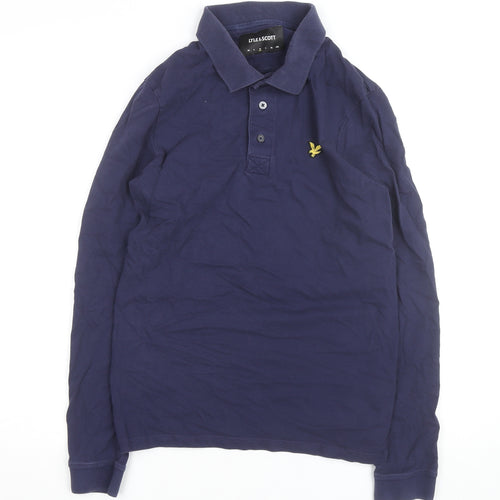 Lyle & Scott Mens Blue Long Sleeve Polo Shirt Size M