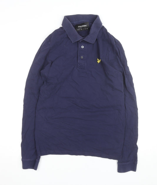 Lyle & Scott Mens Blue Long Sleeve Polo Shirt Size M