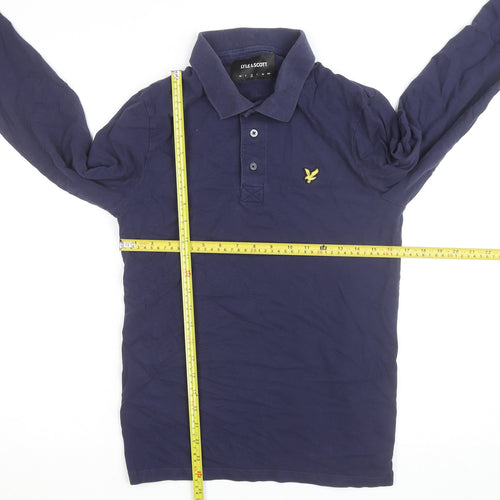 Lyle & Scott Mens Blue Long Sleeve Polo Shirt Size M
