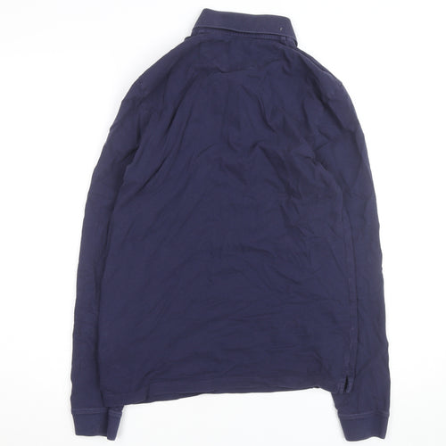 Lyle & Scott Mens Blue Long Sleeve Polo Shirt Size M