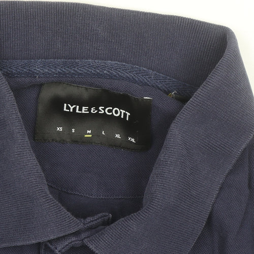 Lyle & Scott Mens Blue Long Sleeve Polo Shirt Size M