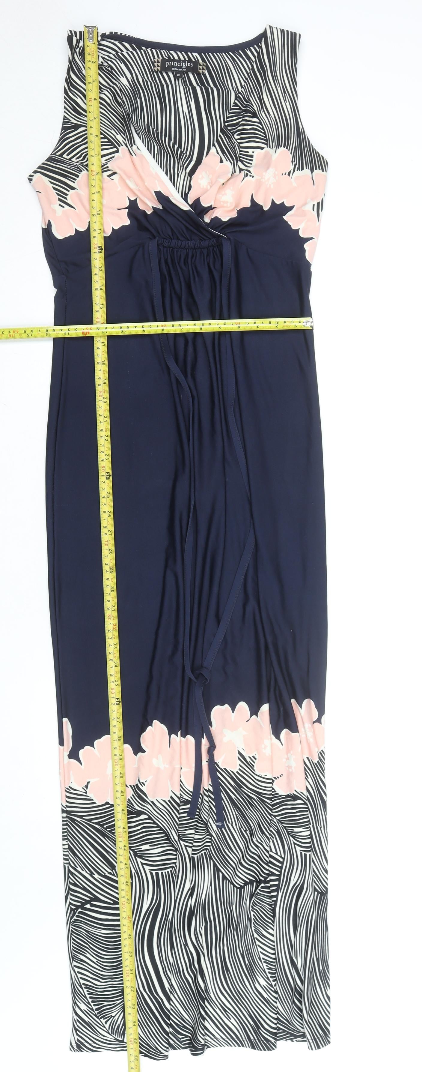 Principles by Ben de Lisi Women’s Multicoloured Maxi Dress Size 12 V-Neck Sleeveless