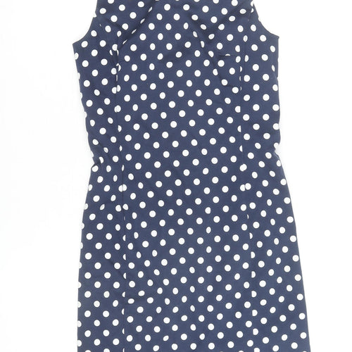 Ralph Lauren Women Blue White Polka Dot Sheath Dress Size 4
