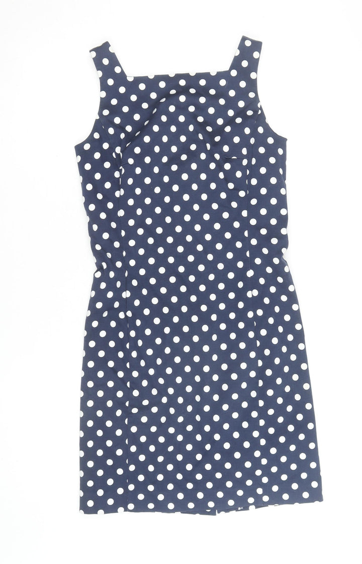 Ralph Lauren Women Blue White Polka Dot Sheath Dress Size 4