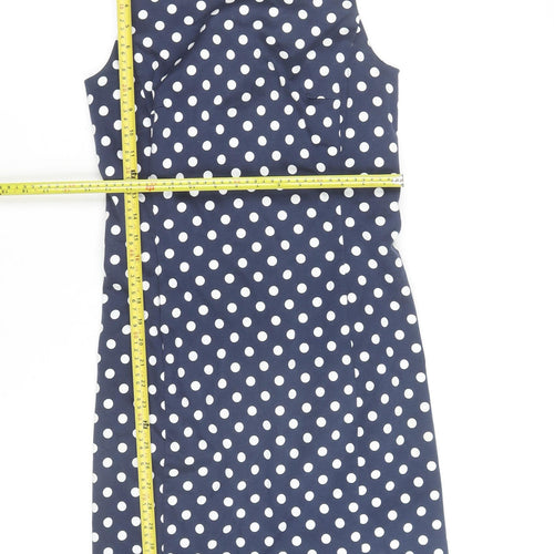 Ralph Lauren Women Blue White Polka Dot Sheath Dress Size 4