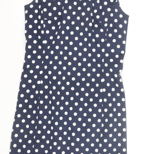 Ralph Lauren Women Blue White Polka Dot Sheath Dress Size 4