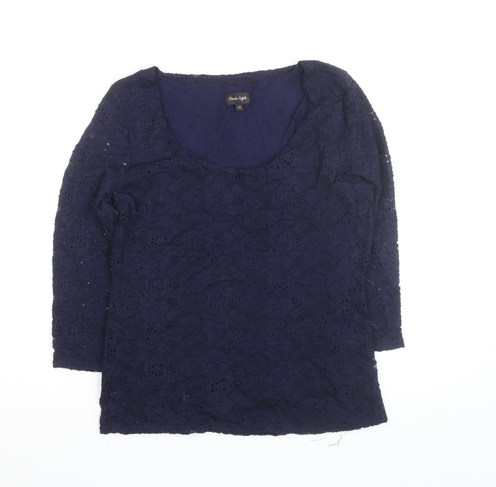 Phase Eight Women's Blue Lace 3/4 Sleeve Blouse Size 12