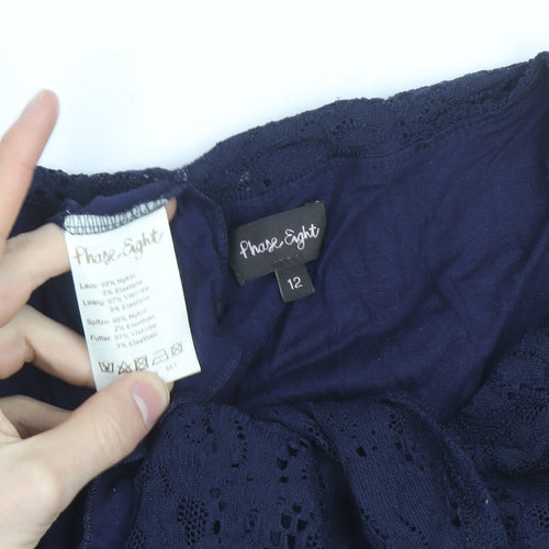 Phase Eight Women's Blue Lace 3/4 Sleeve Blouse Size 12