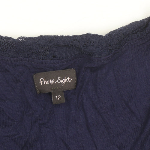 Phase Eight Women's Blue Lace 3/4 Sleeve Blouse Size 12