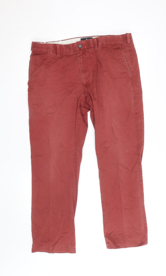 Marks and Spencer Women’s Red Chino Cotton Twill Trousers Size 36 Regular