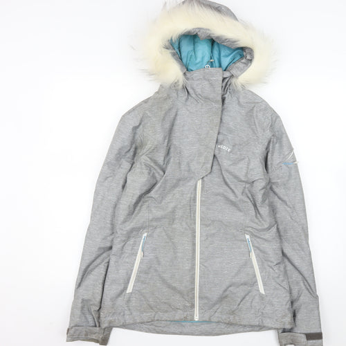 Wedze Women's Grey XS Ski Jacket Hooded Waterproof Insulated Coat
