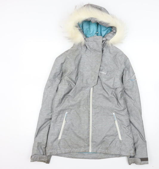 Wedze Women's Grey XS Ski Jacket Hooded Waterproof Insulated Coat