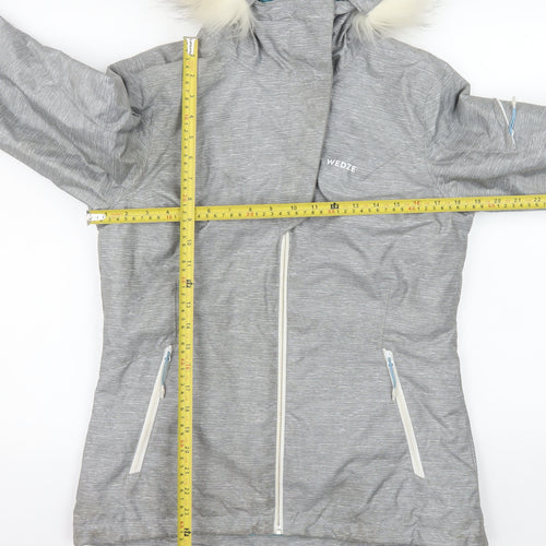 Wedze Women's Grey XS Ski Jacket Hooded Waterproof Insulated Coat