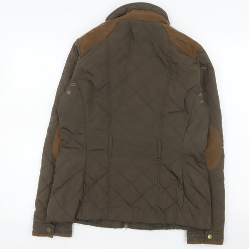 Zara Basic Women’s Brown Quilted Jacket L Longline Padded Coat