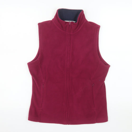 Isle Essentials Women Burgundy Fleece Waistcoat Size 10-12 Full Zip