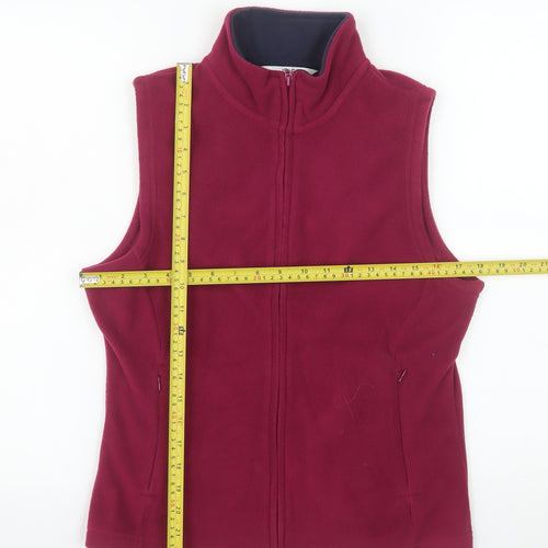 Isle Essentials Women Burgundy Fleece Waistcoat Size 10-12 Full Zip
