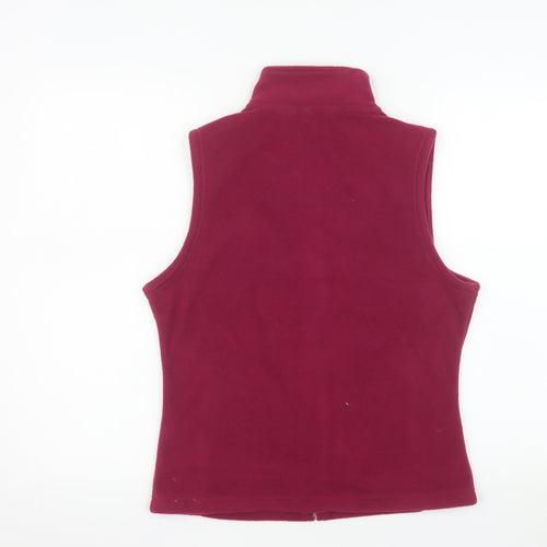 Isle Essentials Women Burgundy Fleece Waistcoat Size 10-12 Full Zip