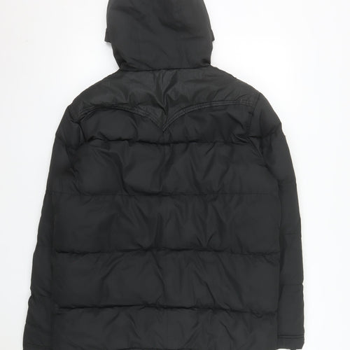 GOV DENIM Men's Black L Hooded Puffer Jacket with Pockets