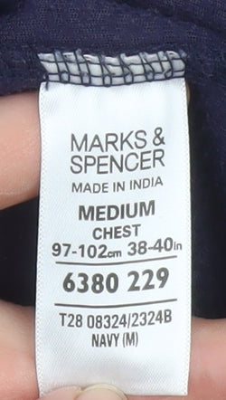 Marks and Spencer Men's Navy Blue Fleece Pullover Sweatshirt M
