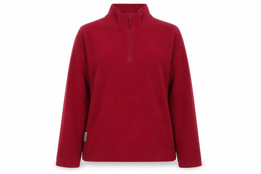 Front view of Mountain Essentials Women's Red Fleece 1/2 Zip Pullover, size 12