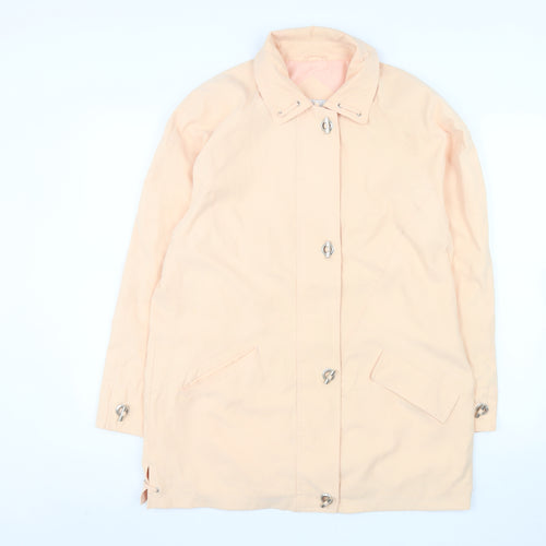 Essentials Womens Beige Long Rain Coat Size 12 Classic Lightweight